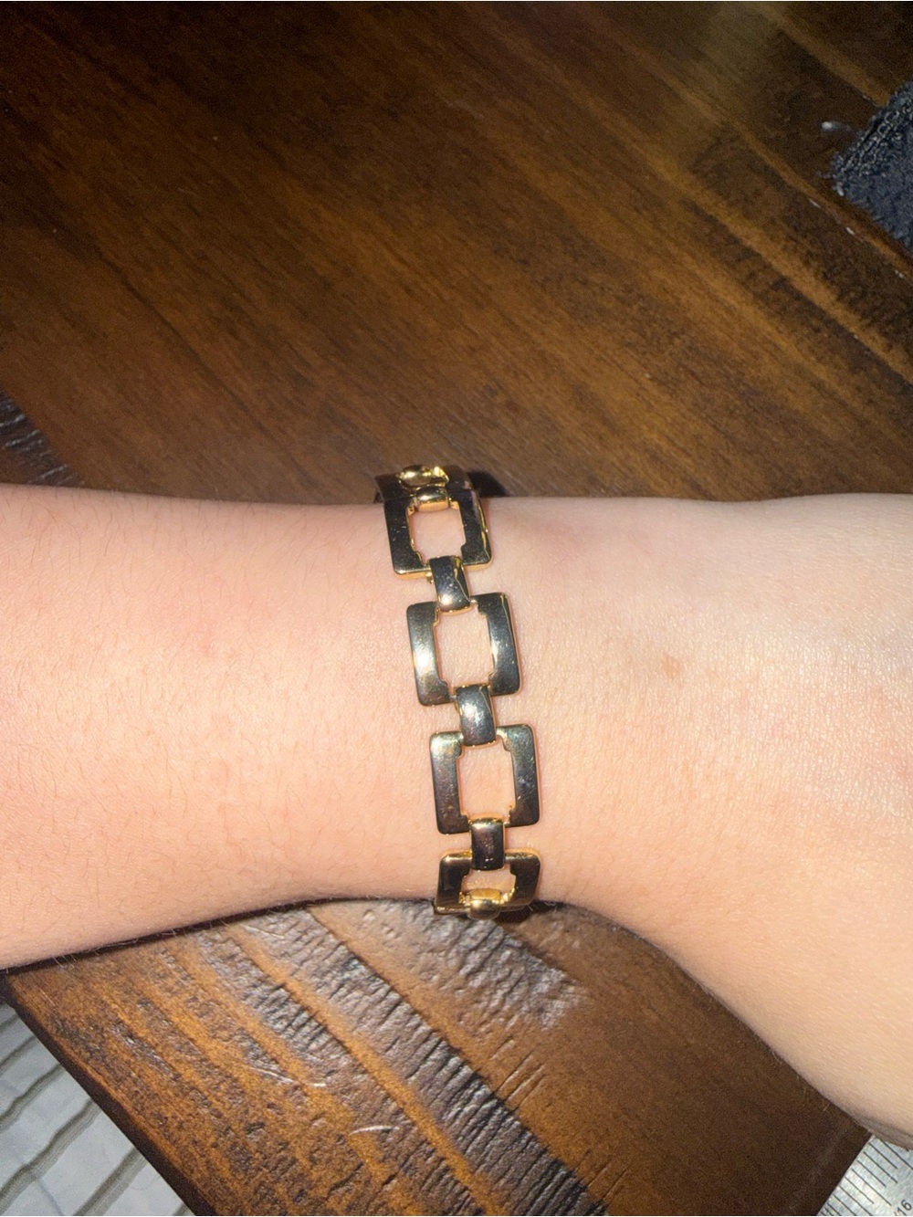 Gold Tone Linked Square Bracelet